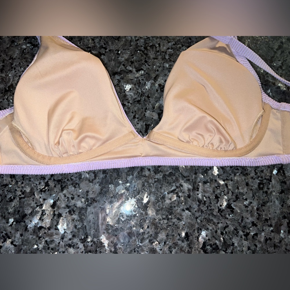 Shade & Shore Purple with Gold Sparkles V-Neck Bikini Top - Picture 5 of 6